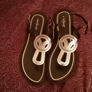 Westloop Black Silver Thong Sandals
